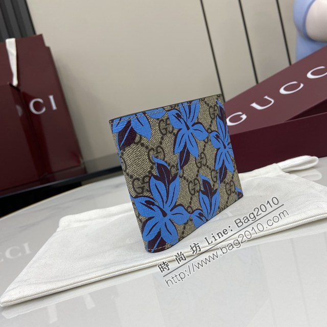 Gucci專櫃古馳2025早秋系列最新款花卉印花男款短夾錢包 jh2690型號：841146